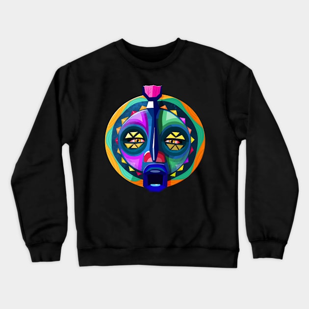 Tribal Art Mask Crewneck Sweatshirt by one 35 lab